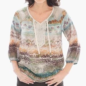Chico’s Sienna Split Neck Top Size L
